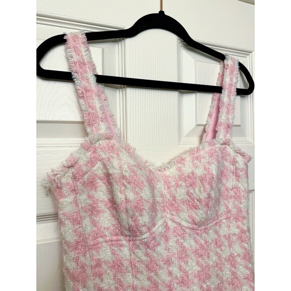 LoveShackFancy Mini Dress Women’s Size 6 “Josalie” Wool Houndstooth Pink New - Picture 5 of 10